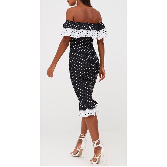 PrettyLittleThing Polkadot Midi Dress - Picture 2 of 4